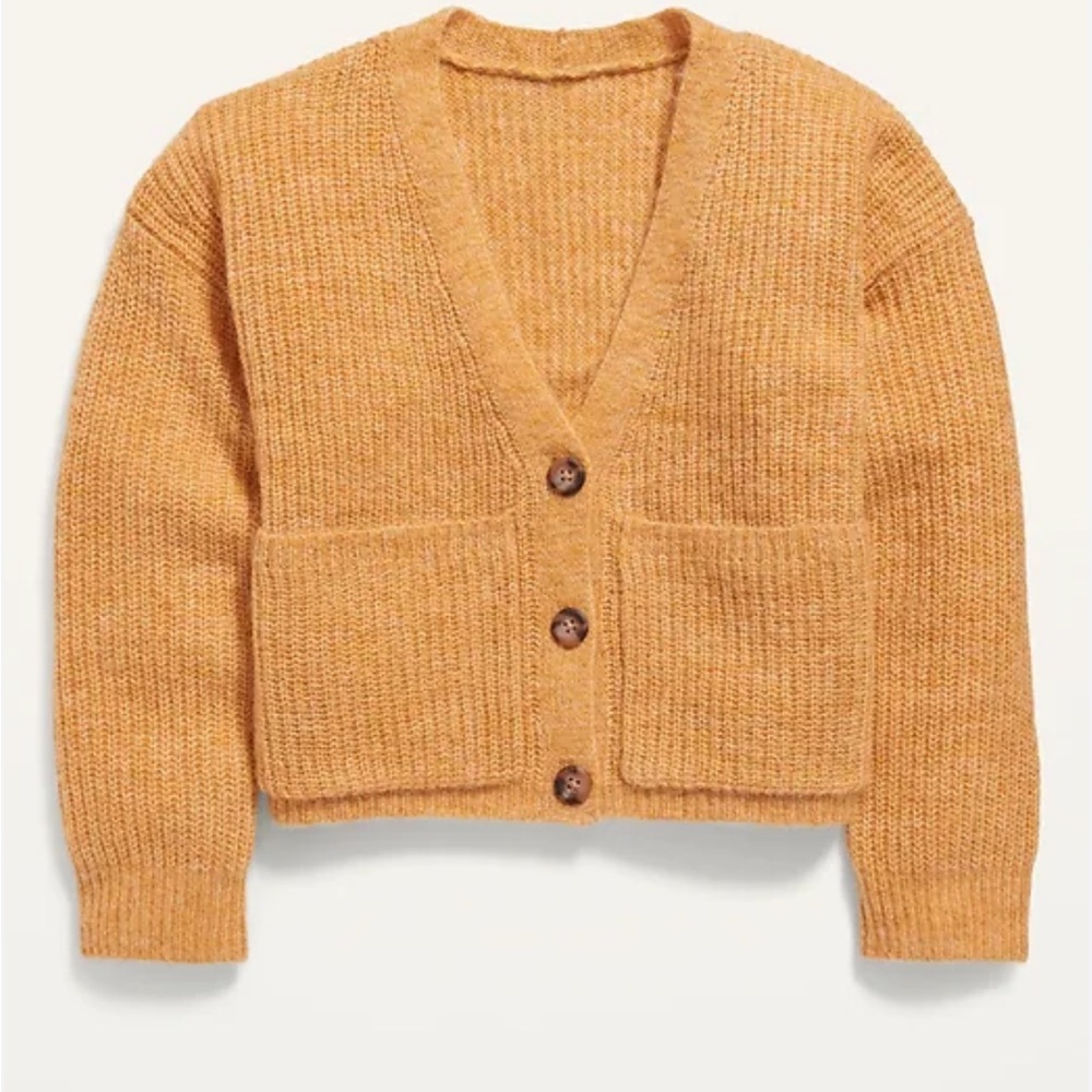 Old Navy Cropped Button-Front Pocket Cardigan Sweater for Girls Mustard girls 8